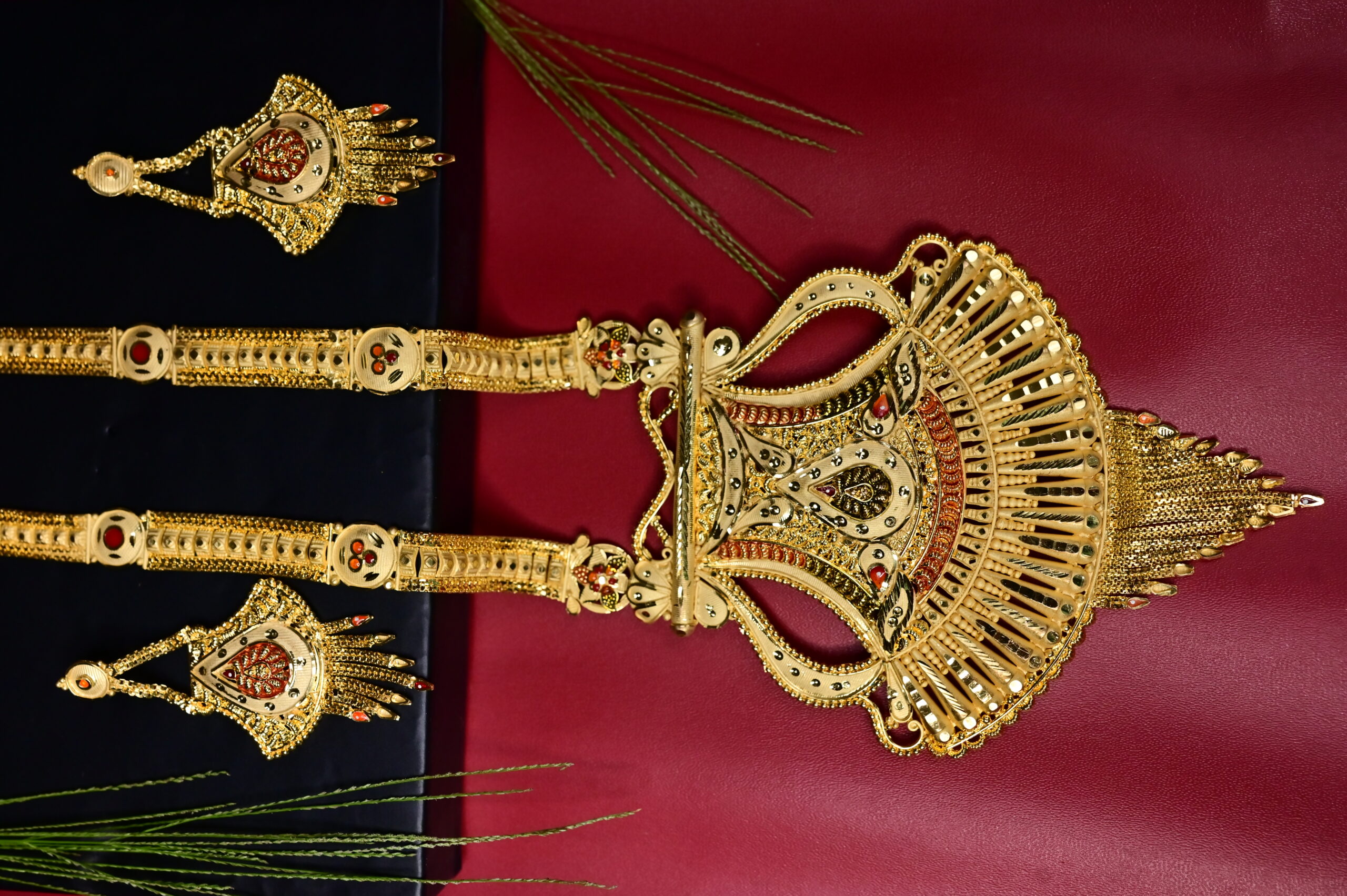 Antique Gold-Plated Long Haar with Earrings - Image 2