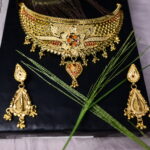 Gold-Plated Choker Set with Earrings